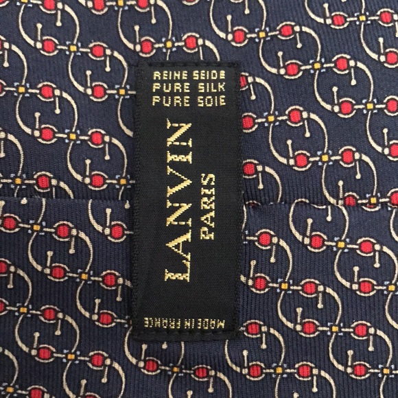 ✅ LANVIN Paris Blue Navy Red/Gold Man’s Neck tie - Picture 5 of 5